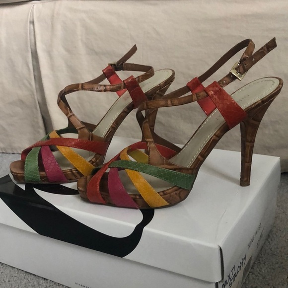 Nine West multi colored strappy heels - Picture 2 of 6